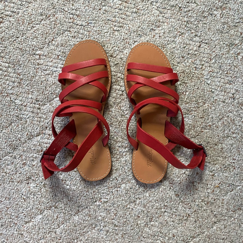 MADEWELL Red Leather Sandals - Size 9